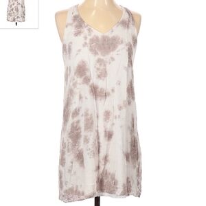 Mod On Trend Grey White Tie Dye Sleeveless V-Neck Dress Women's Small S Boho EUC